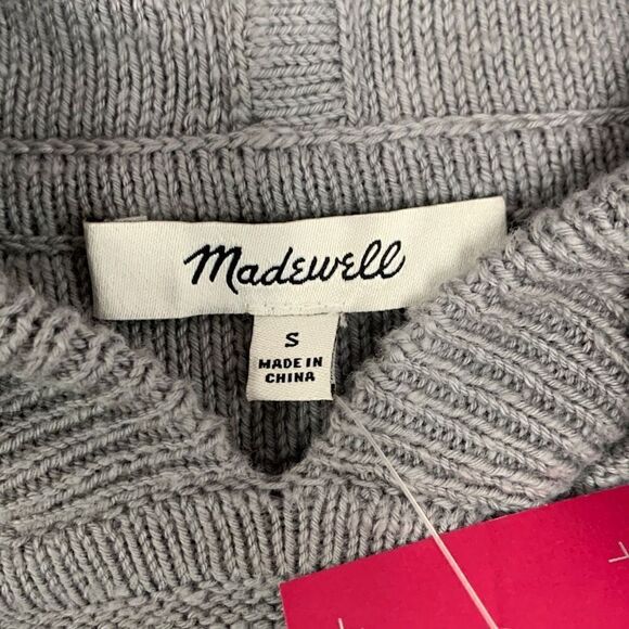 Brand New Madewell Women’s Small Grey Knit Pullover Hooded Sweatshirt Hoodie - Picture 3 of 5